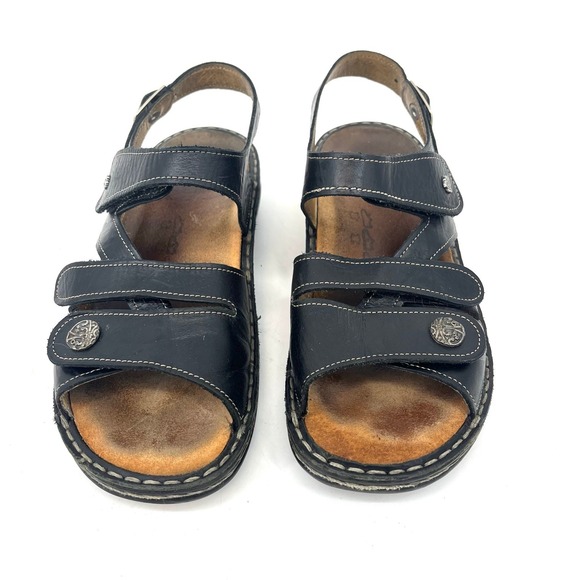 Finn Comfort Women's 38 7.5 Black‎ Leather Gomera Slingback Flat Comfort Sandals - Picture 2 of 7